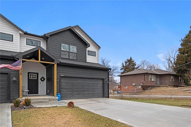 view of front of house with a garage