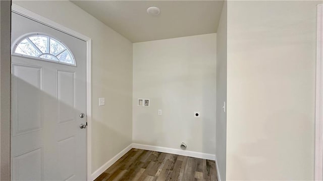 washroom featuring washer hookup, dark hardwood / wood-style floors, and hookup for an electric dryer