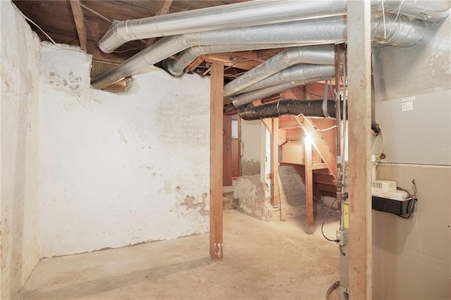 view of unfinished basement