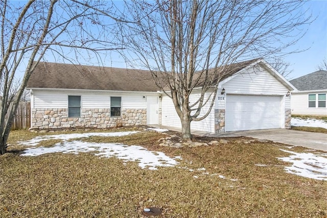 ranch-style home with a garage