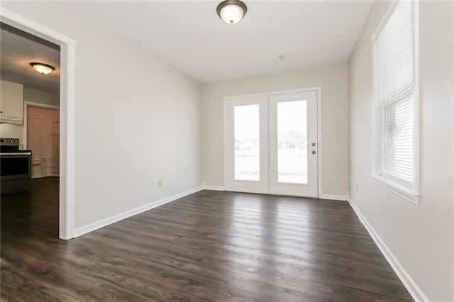 interior space with dark wood-type flooring