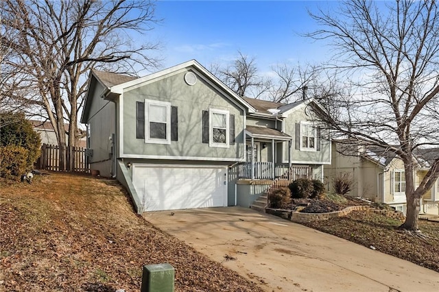 bi-level home with a garage