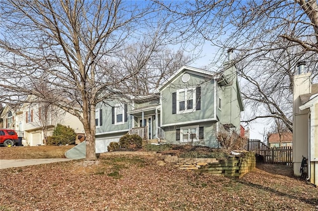 bi-level home with a garage