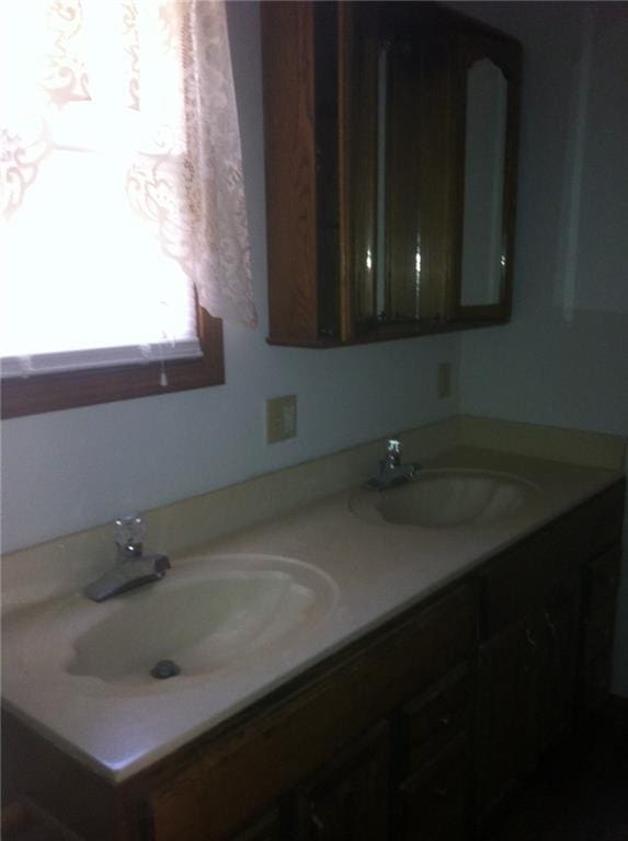 bathroom with double vanity and a sink