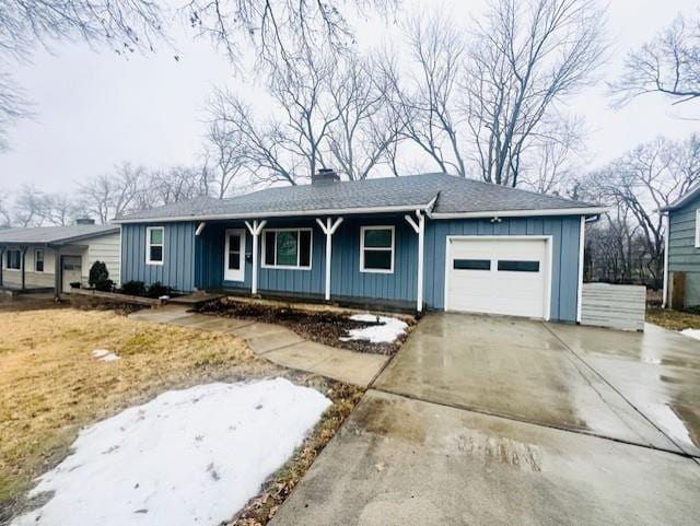 ranch-style home with a garage