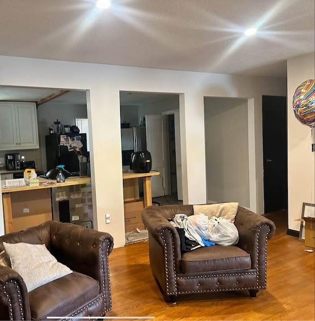 living room featuring light wood-type flooring