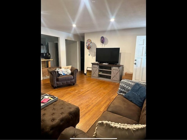 living area with light wood-type flooring