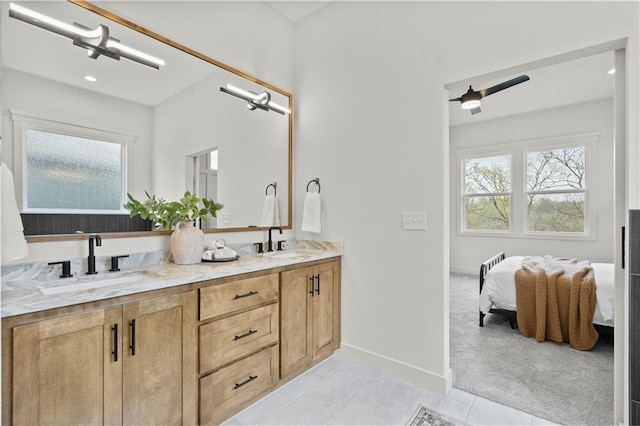 bathroom featuring vanity and tile patterned flooring