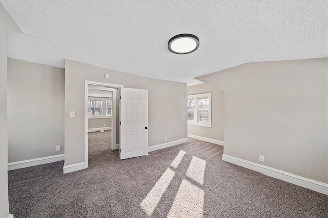 additional living space with carpet floors and a textured ceiling