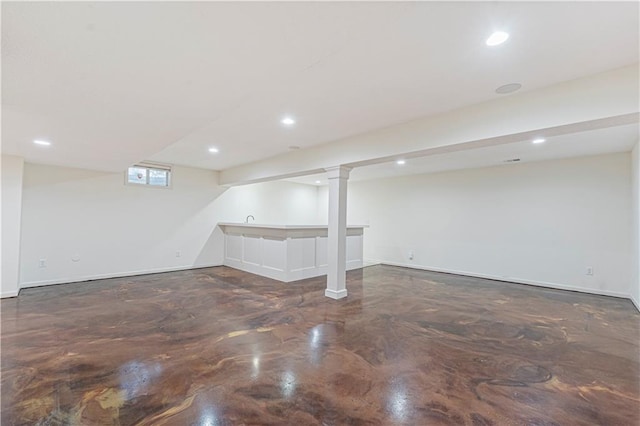 basement featuring recessed lighting