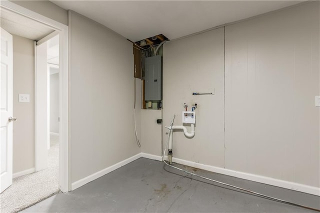 laundry room with hookup for a washing machine and electric panel