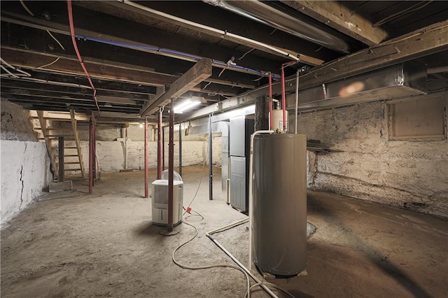 basement with gas water heater