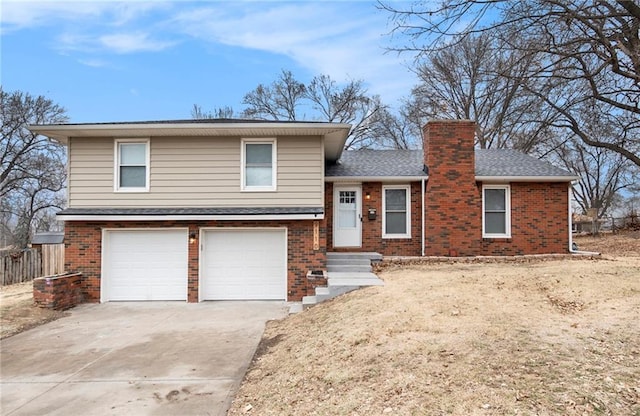 split level home with a garage