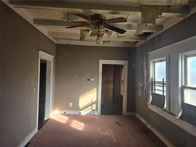 spare room with ceiling fan