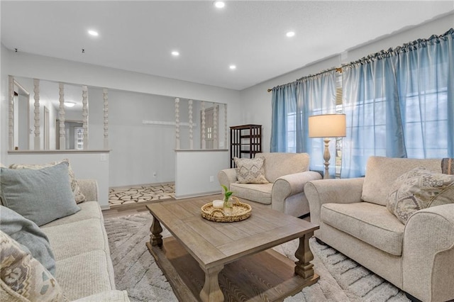 living room featuring light hardwood / wood-style floors