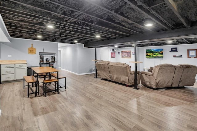 living room featuring light wood-type flooring