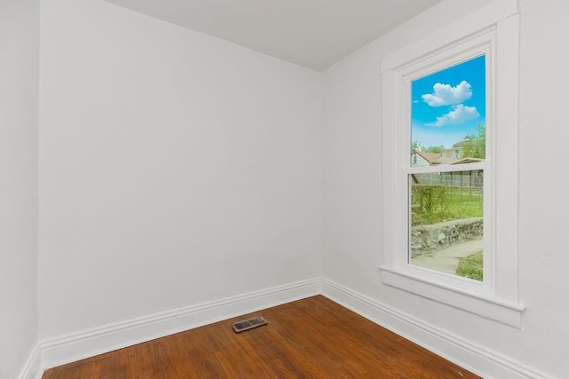 spare room featuring wood-type flooring