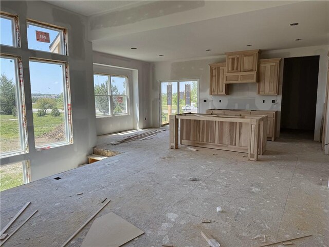 16577 W 165th Pl, Olathe, KS 66062 - kitchen with light brown cabinetry and a center island