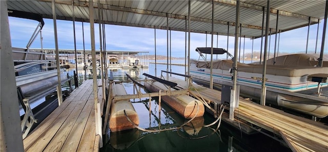 view of dock featuring a water view