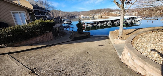 dock area featuring a water view