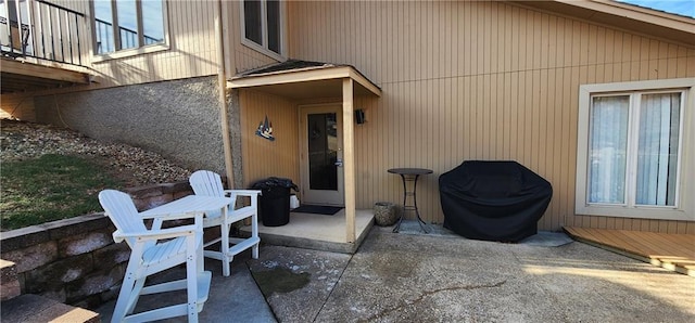 view of patio with a grill