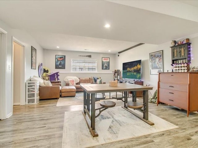 office space featuring light hardwood / wood-style flooring