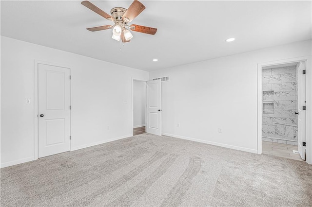 123 NW 171st Rd, Warrensburg, MO 64093 - unfurnished bedroom featuring carpet floors, recessed lighting, ensuite bathroom, baseboards, and ceiling fan