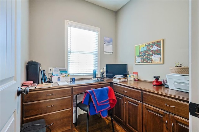 office area with wood-type flooring