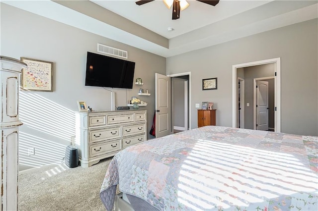 bedroom with carpet floors and ceiling fan