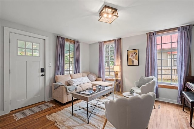 living room with wood-type flooring