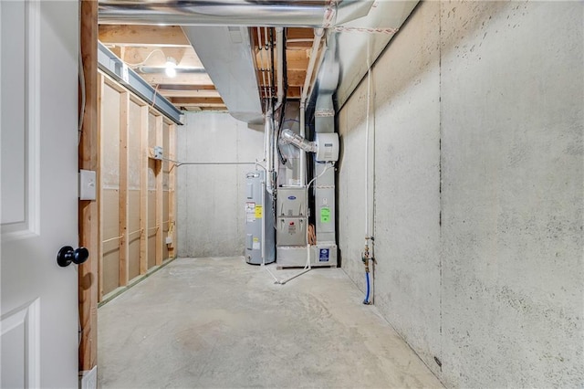 unfinished below grade area with water heater