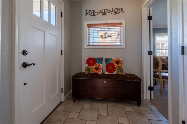 view of tiled foyer entrance