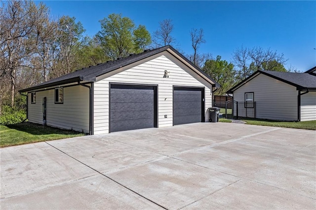 view of detached garage