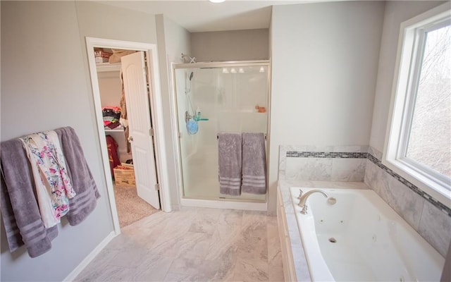 bathroom with independent shower and bath