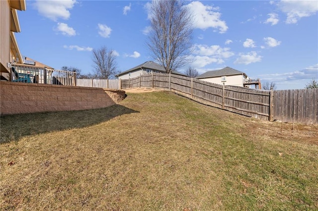 view of yard featuring a fenced backyard