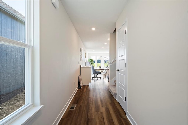 hallway featuring dark hardwood / wood-style floors