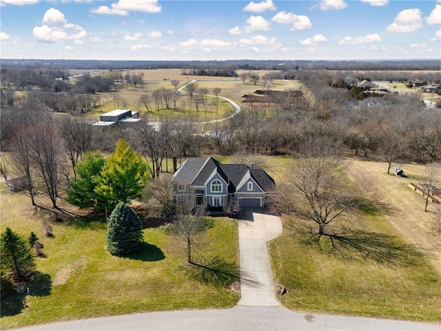 aerial view featuring a rural view