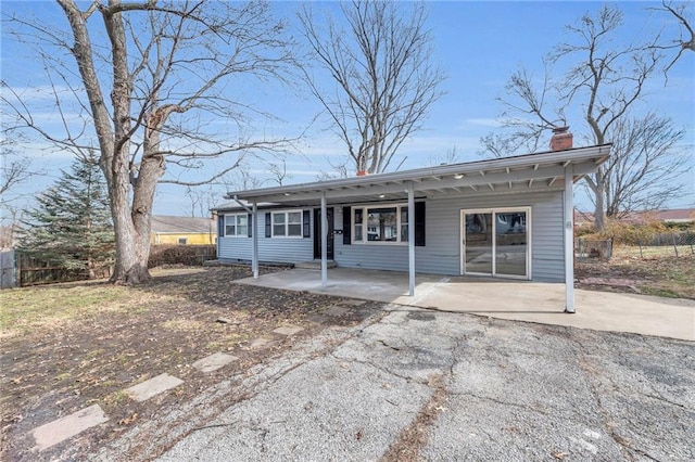 view of front of home with a patio