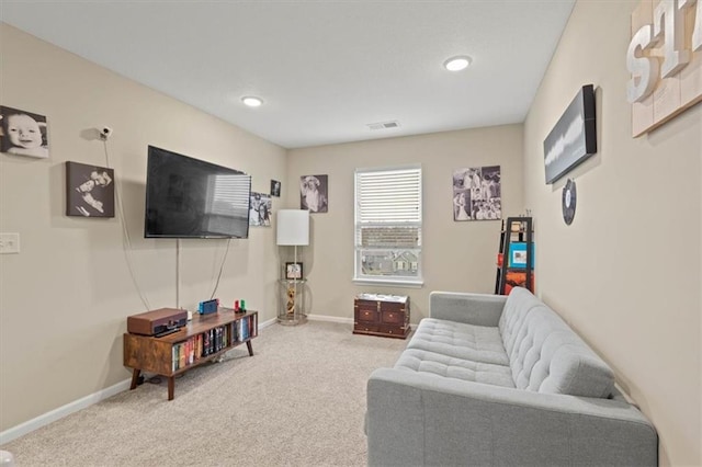 living room featuring carpet floors