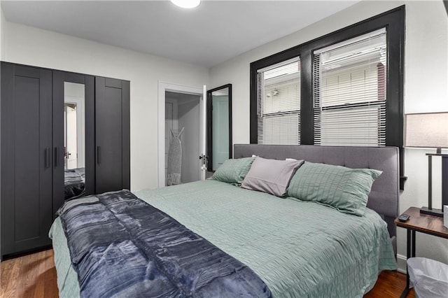 bedroom featuring dark wood-type flooring