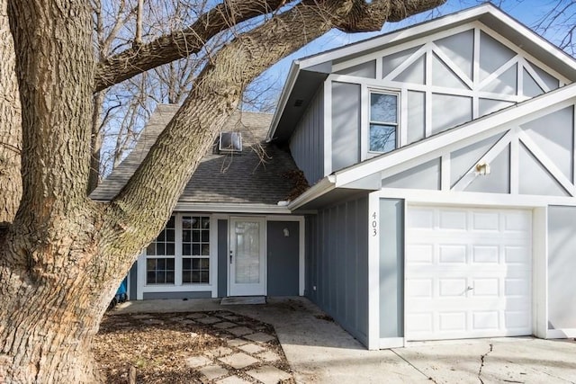 view of front of property with a garage