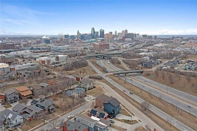 aerial view featuring a view of city