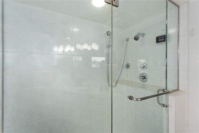 bathroom with a shower stall