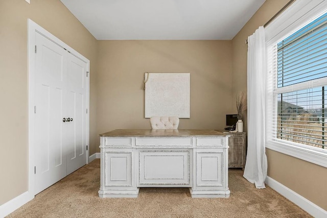 unfurnished office with light colored carpet