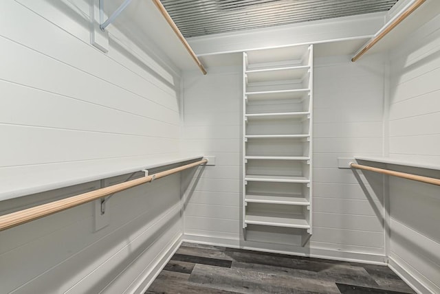 spacious closet with dark wood-type flooring