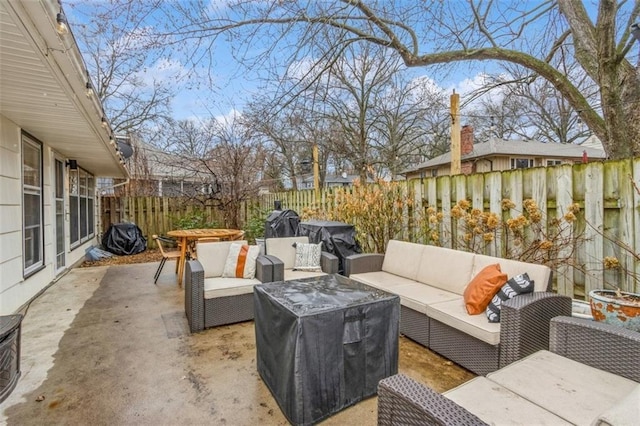 view of patio featuring an outdoor living space