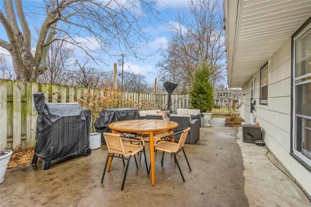 view of patio featuring outdoor lounge area and grilling area