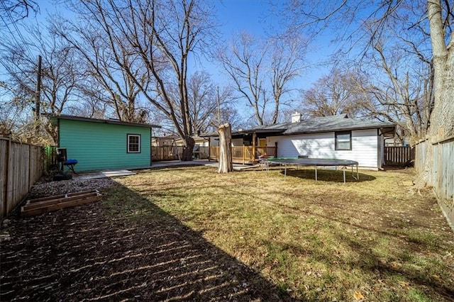 view of yard featuring a trampoline