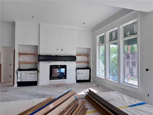 10332 N Potter Ave, Kansas City, MO 64157 - living room with a glass covered fireplace and crown molding