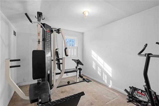 exercise room with carpet